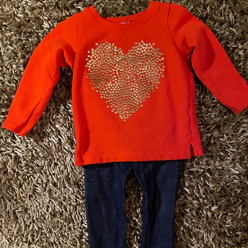 Girls Heart Shirt and Jeggings Set 2T